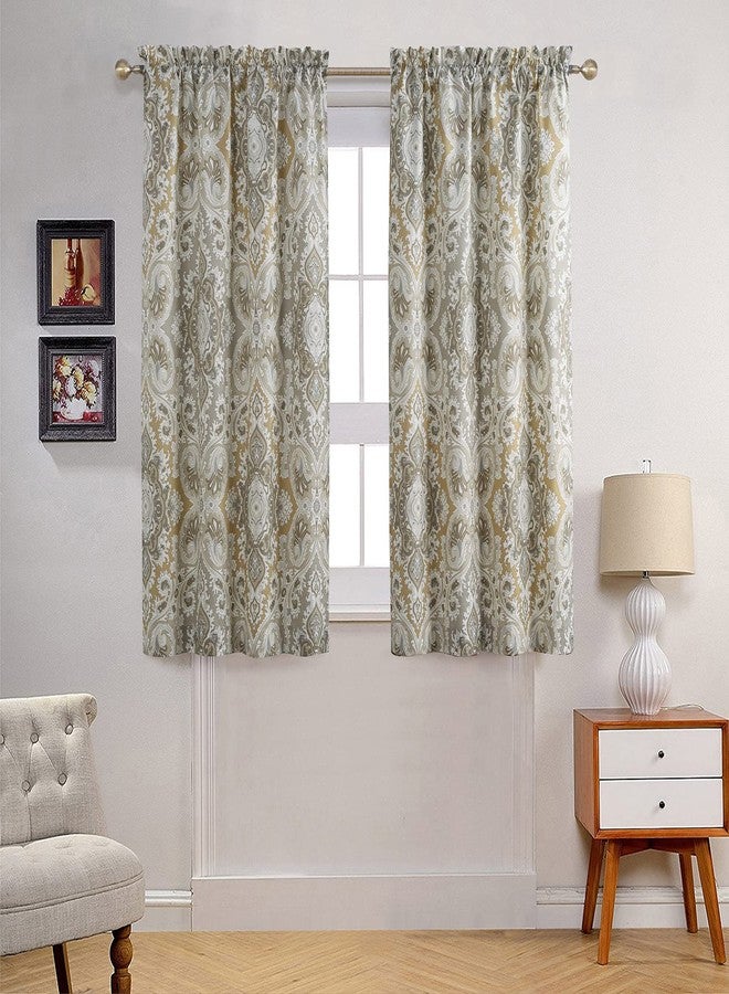 MVSUTA Palermo Vintage Gray Pinted Paisley Window Curtain Pair,Farmhouse Taupe 2 Panels Set,Each 42" W x 63" L and Total 84" Wide and 63" Long - Image 1
